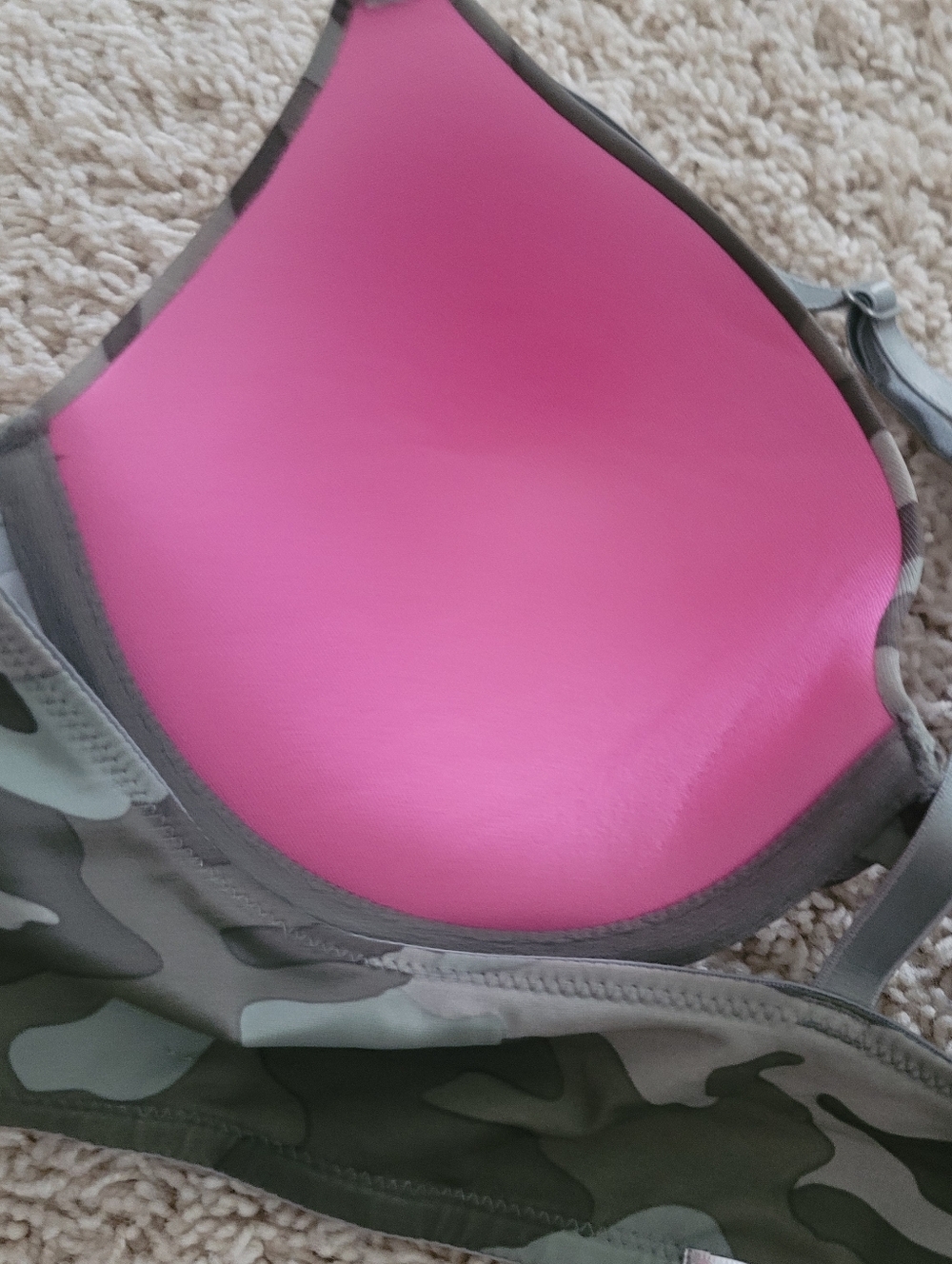Victorias Secret PINK Wear Everywear Push Up  Bras Camo Cranberry 36B Racerback - Picture 10 of 15